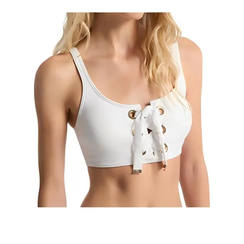MICHAEL KORS Lace-Up Stretch Nylon Bikini Top