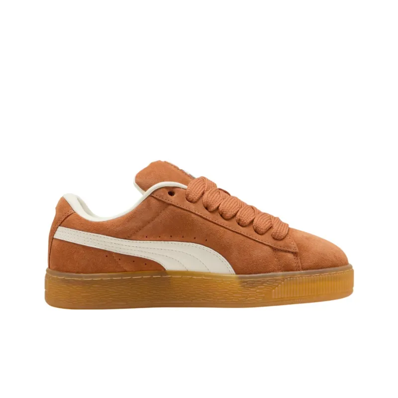 PUMA Suede XL Anti Slip Wear Resistant Low Top Skateboard Shoes Women's Brown White-1