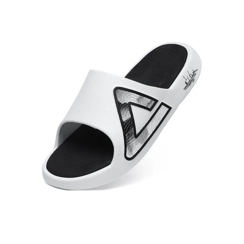 PEAK Extreme National Creativity Slip-Resistant Abrasion-Resistant Cushioning Slide Slippers Men's White Black-3