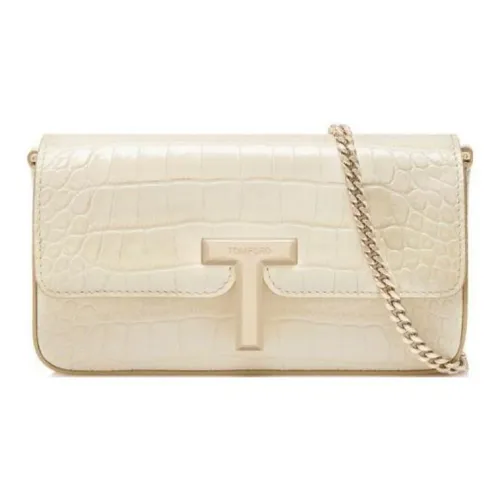 TF Cow Leather Shoulder Bag Women's White