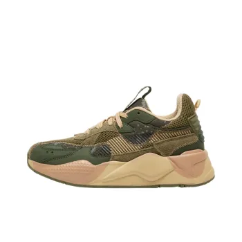 PUMA RS X Anti Slip Wear Resistant Low Top Casual Shoes Unisex Brown Green