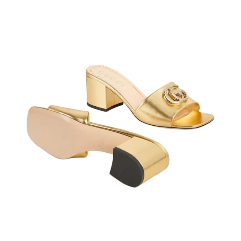 GUCCI Nojum Slide Slippers Women's Gold-5
