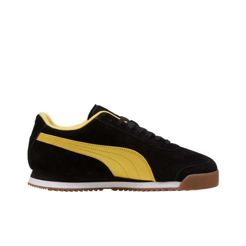 PUMA Roma Anti Slip Wear Resistant Low Top Casual Shoes Unisex Black Yellow-1