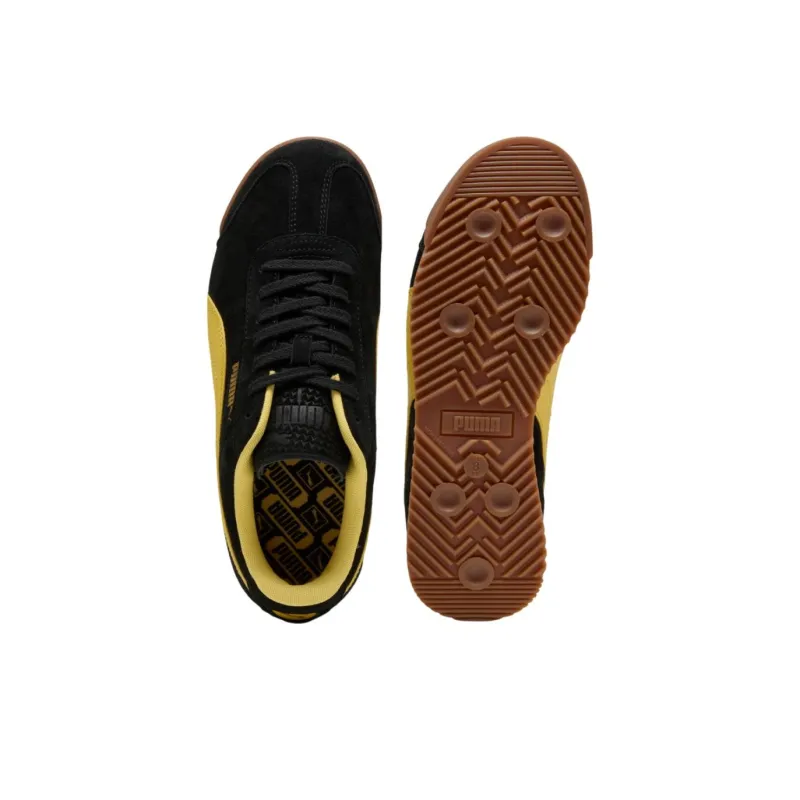 PUMA Roma Anti Slip Wear Resistant Low Top Casual Shoes Unisex Black Yellow-3
