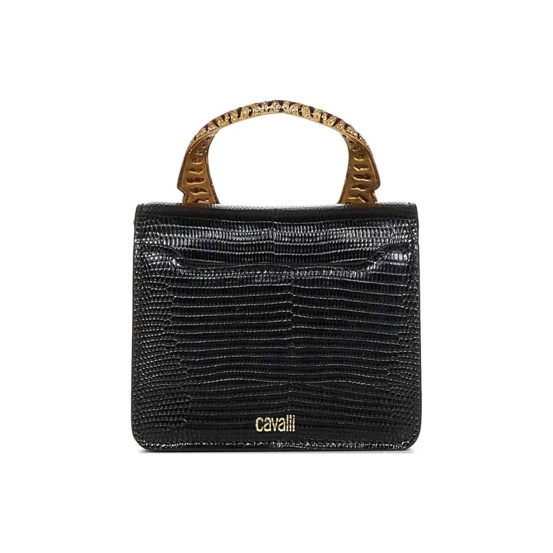 Roberto Cavalli Calfskin Shoulder Bag Crossbody Bag Handbag Women's Black-2