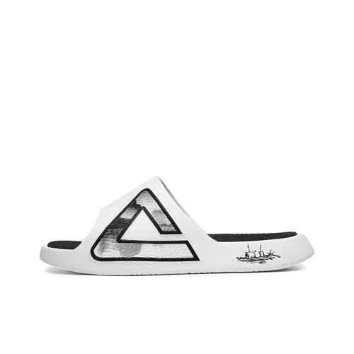PEAK Extreme National Creativity Slip-Resistant Abrasion-Resistant Cushioning Slide Slippers Men's White Black