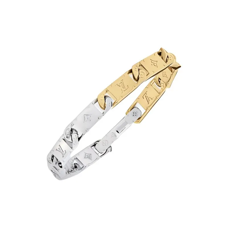 LOUIS VUITTON Metal Stainless Steel Bracelets Unisex Silver-1