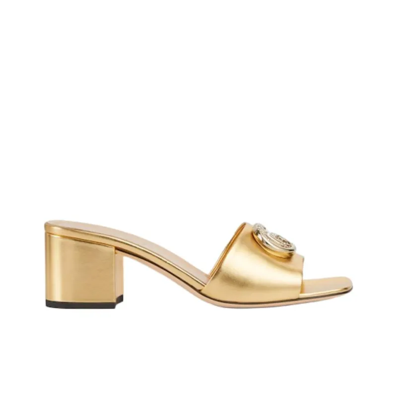 GUCCI Nojum Slide Slippers Women's Gold-1