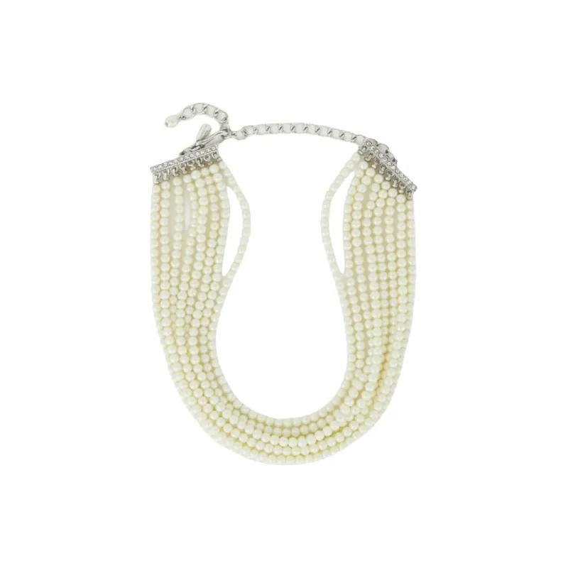 KENNETH JAY LANE Artificial Pearl Glass Zinc Alloy Rhodium-Plated Necklaces Women's White-0