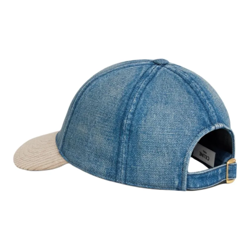 CELINE Triomphe Baseball Cap In Union Wash-3