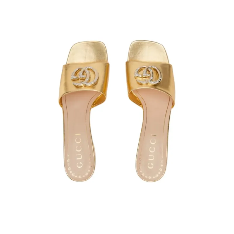 GUCCI Nojum Slide Slippers Women's Gold-3