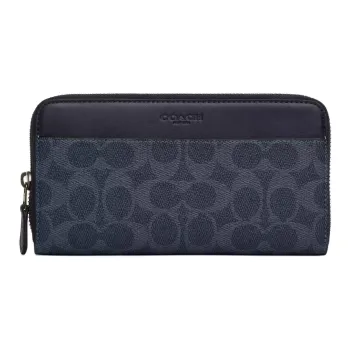 COACH Accordion Wallet Coated Canvas Wallet Small Size Men's Denim Blue