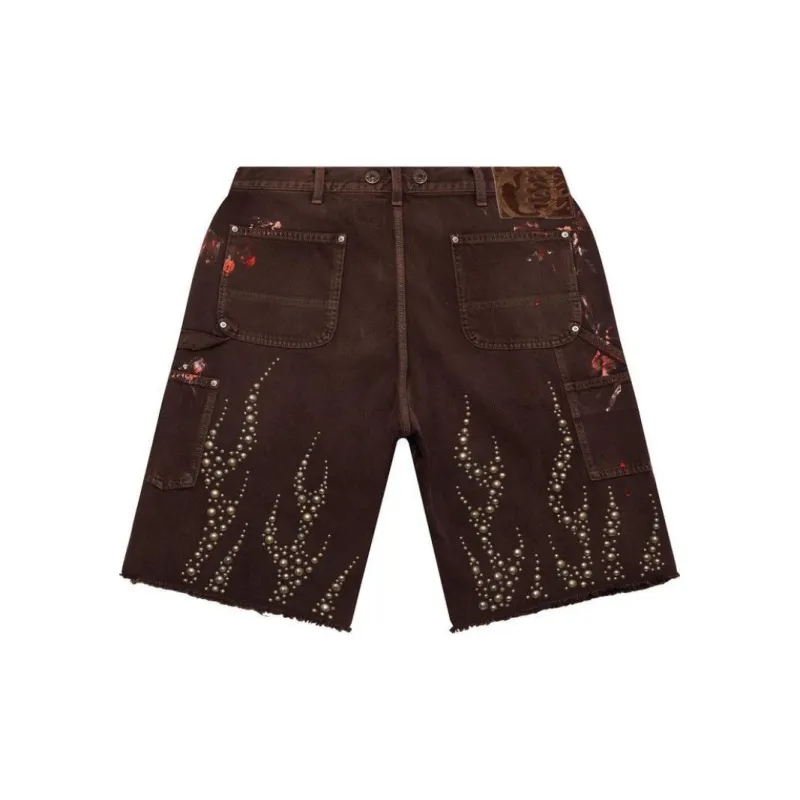 Hellstar Studded Denim Shorts-1