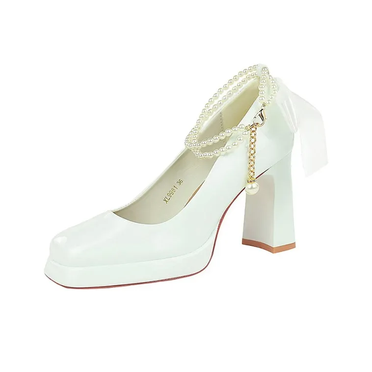 BIGTREE Chunky Heel High Heels Women's-3