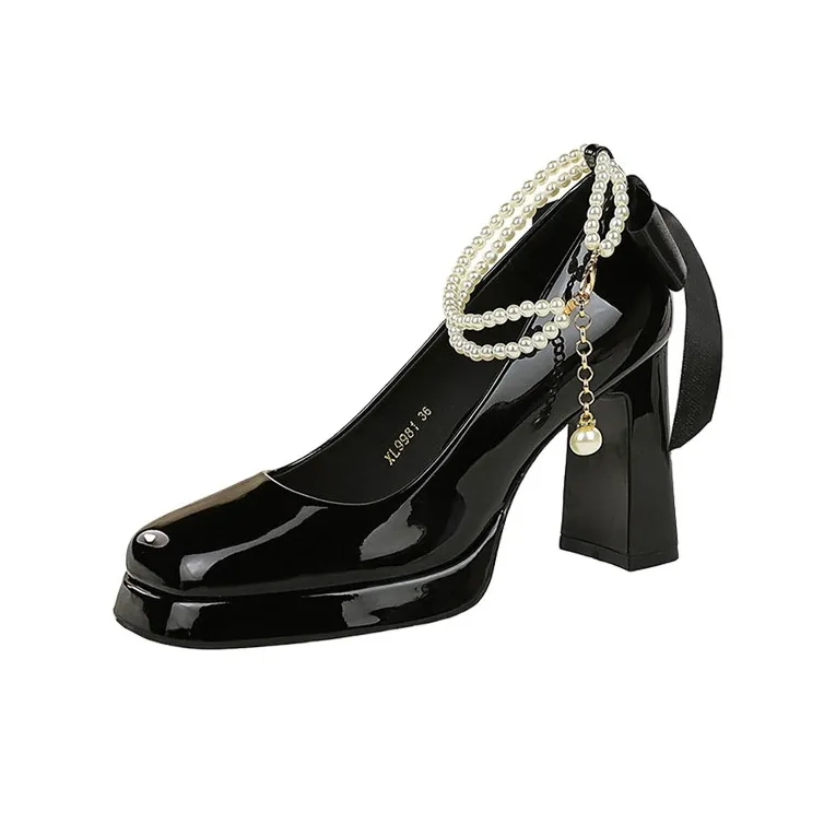 BIGTREE Chunky Heel High Heels Women's-5