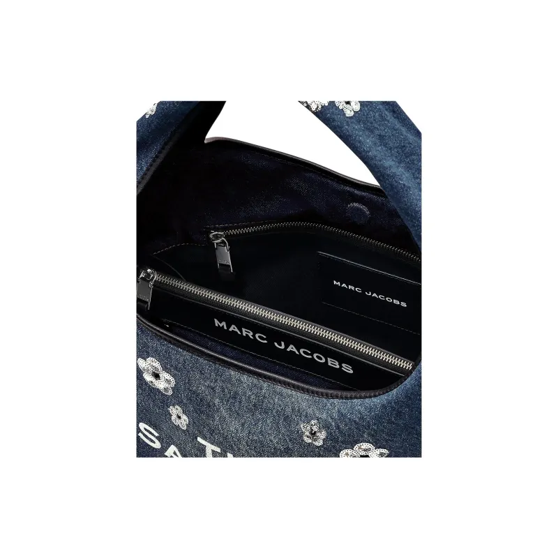MARC JACOBS The Sequin Daisy Denim Sack Bag Vintage Indigo-4