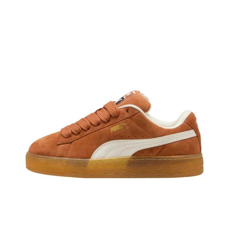 PUMA Suede XL Anti Slip Wear Resistant Low Top Skateboard Shoes Women's Brown White-0