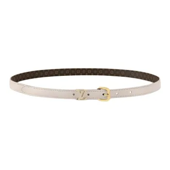 LOUIS VUITTON Coated Canvas Enamel Metal Parts Leather Leather Belts Women's Milk White Width  1.5cm