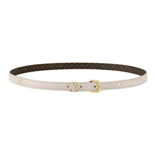 LOUIS VUITTON Coated Canvas Enamel Metal Parts Leather Leather Belts Women's Milk White Width  1.5cm
