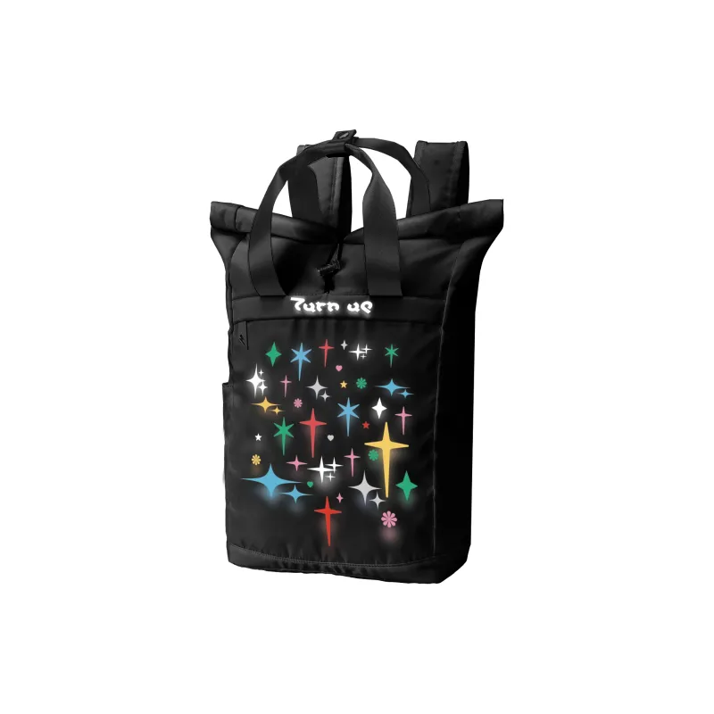 TURN UP Polyester Backpack Unisex Black-1