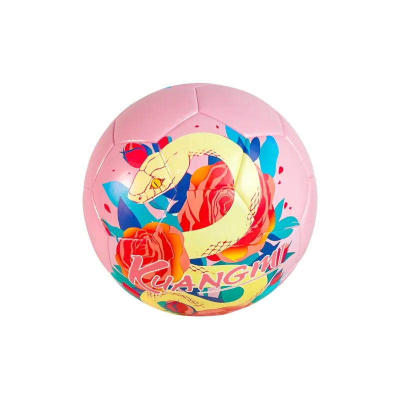 Kuangmi Size 5 Soccer PU Seamless Thermal bonding Unisex Pink-0