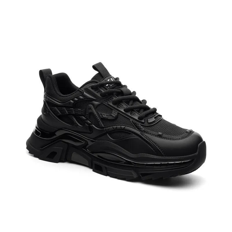 JEEP SPIRIT Cushioning Wear-Resistant Low-Top Chunky Sneakers Men's Graphite Black-3