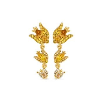 Oscar De La Renta Crystal Rose Drop Earrings