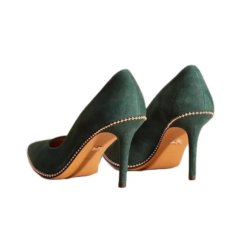 COACH Waverly Slim Heel High Heels 8.9cm Women's Green-3