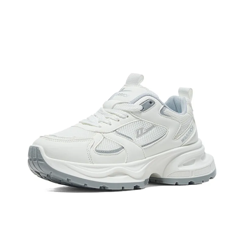Warrior Anti-Slip And Wear-Resistant Breathable Low-Top Chunky Sneakers Women's White Silver-1