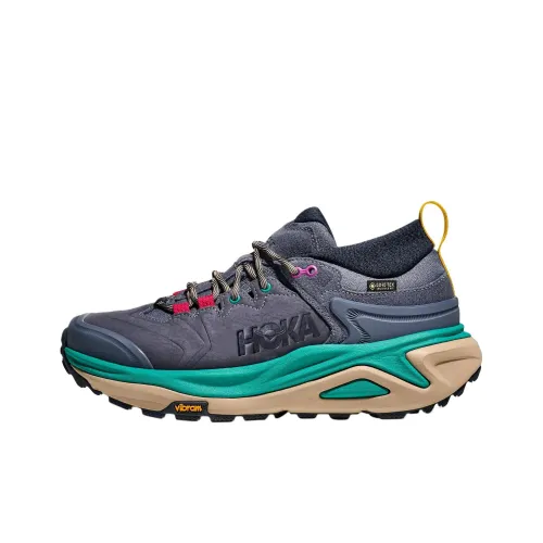 HOKA ONE ONE Kaha 3 Anti Slip Wear Resistant Low Top Trekking Shoes Women's Gray Green