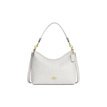 COACH LAUREL Coated Canvas Shoulder Bag Large Size Unisex Chalk