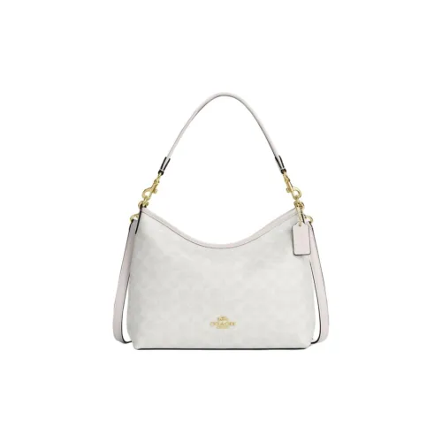 COACH LAUREL Coated Canvas Shoulder Bag Large Size Unisex Chalk