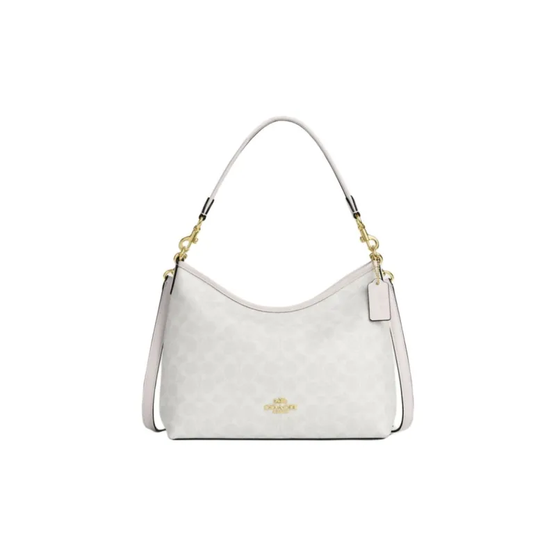 COACH LAUREL Coated Canvas Shoulder Bag Large Size Unisex Chalk-0