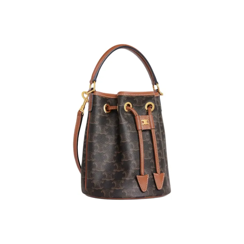CELINE Cow Leather Bucket Bag, Shoulder Bag, Crossbody Bag, Handbag Women's Tan-1