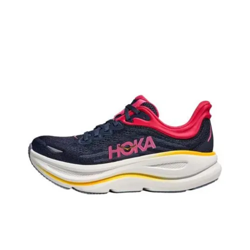 HOKA ONE ONE Bondi 9 Anti Slip Wear Resistant Low Top Running Shoes Women's Marine Blue
