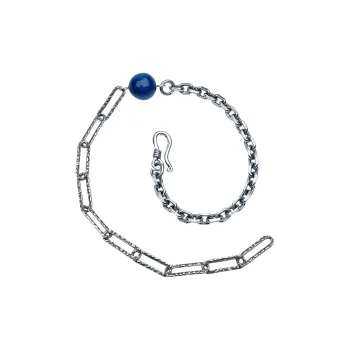 SHIYI N CIFANG Blue Crystal 925 Sterling Silver Vintage Distressed Unique Original Bracelet Length Adjustable Unisex