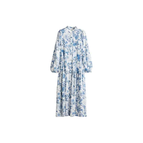 H&M Long Sleeved Dresses Women's White/Blue Floral