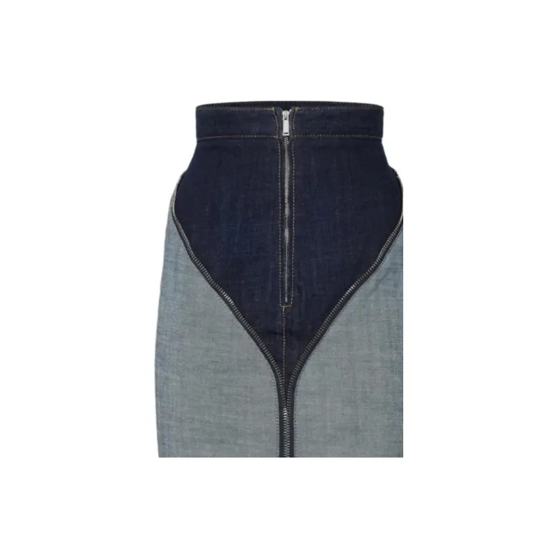 DSQUARED 2 Urban Wash Upside Midi Denim Skirt-5