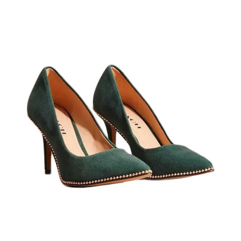 COACH Waverly Slim Heel High Heels 8.9cm Women's Green-2