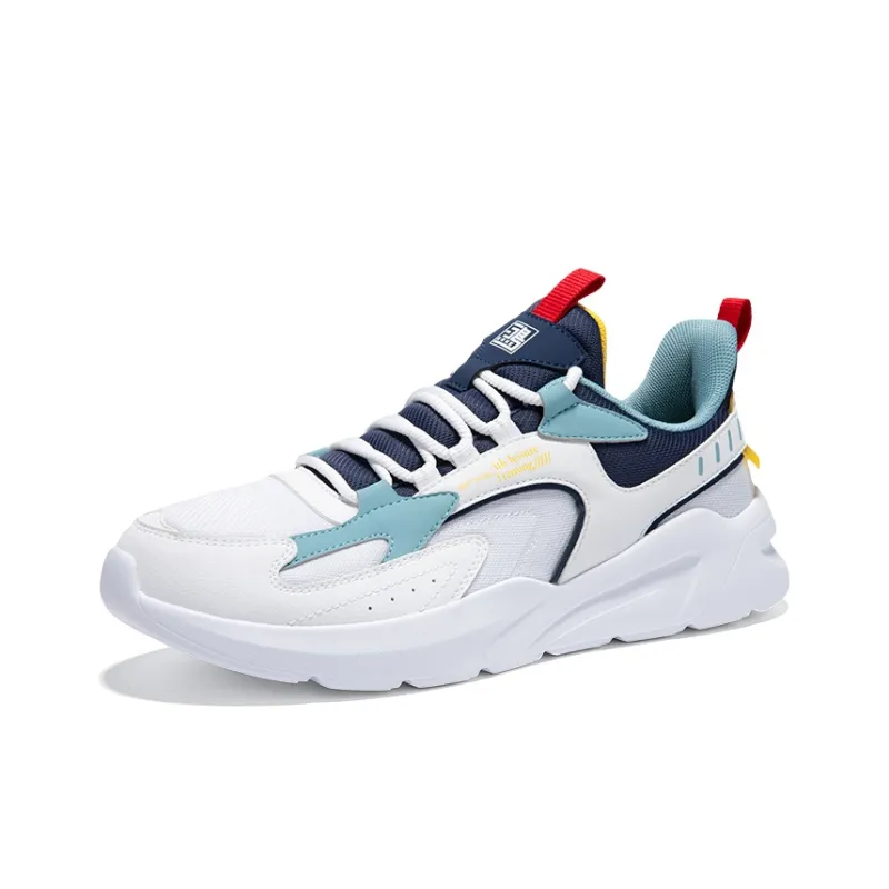 Erke Cushioning Breathable Lightweight Low-Top Casual Shoes Men's Uke White Strait Bay Blue-2