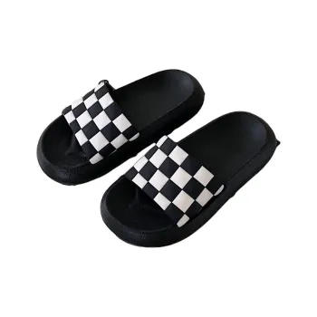 Thin Strips Slippers Unisex, Black White