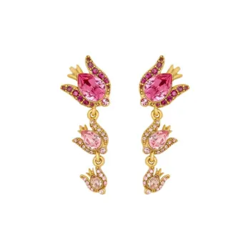 Oscar De La Renta Crystal Rose Drop Earrings