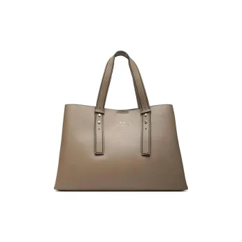 ARMANI EXCHANGEAE Leather Tote Bag, Shopping Bag, Handbag Women's Taupe