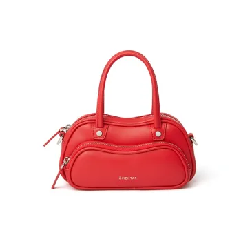Omentar Cow Leather Bowling Bag, Bag Trumpets Women's Red