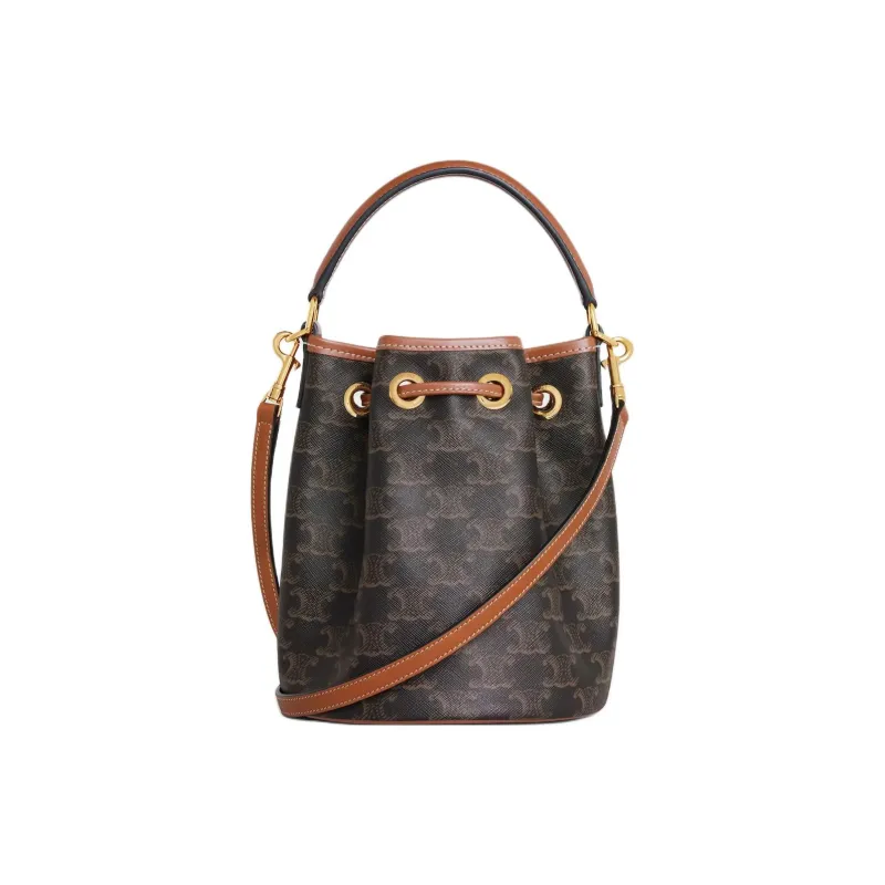 CELINE Cow Leather Bucket Bag, Shoulder Bag, Crossbody Bag, Handbag Women's Tan-2