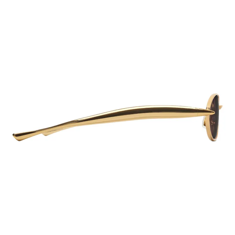 Bottega Veneta Metal Oval Sunglasses Women's Gold-1