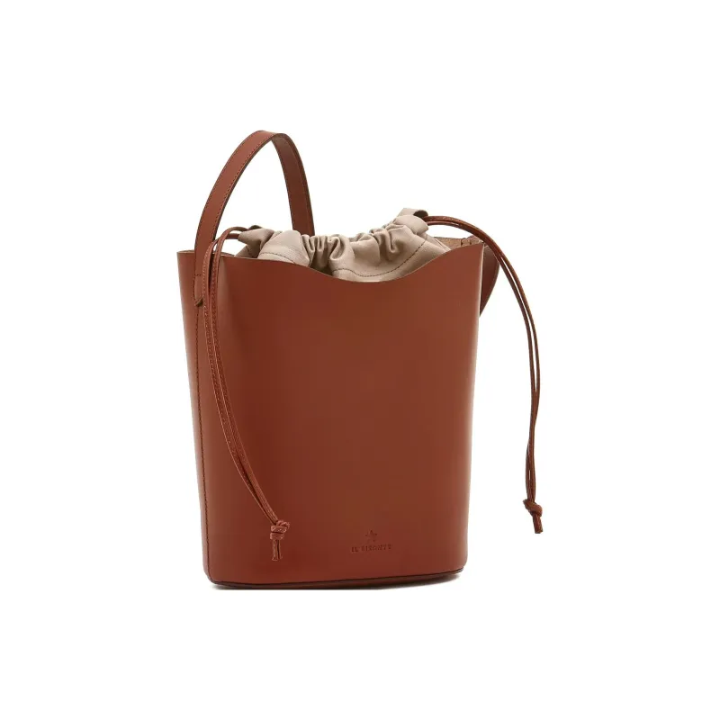 Il Bisonte Cow Leather Bucket Bags Crossbody Bag, Shoulder Bag Women's Dark Brown-1