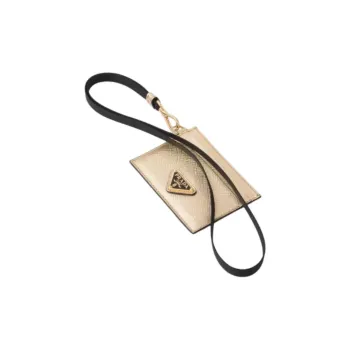 PRADA Saffiano Leather Card Holder Unisex Platinum