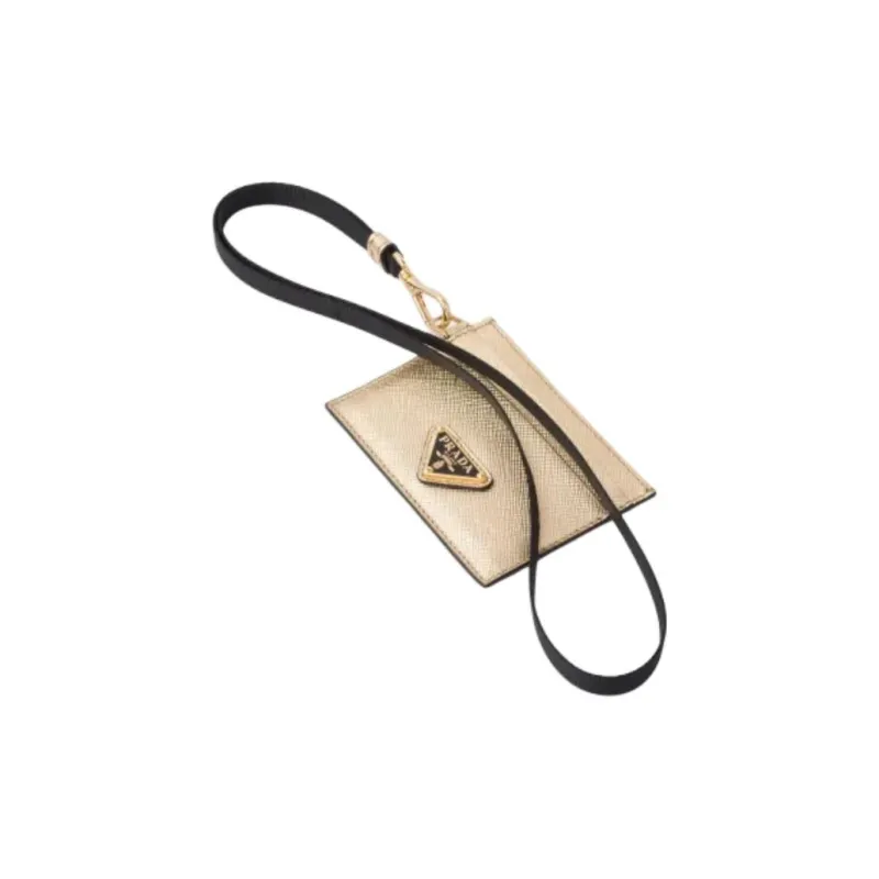 PRADA Saffiano Leather Card Holder Unisex Platinum-0
