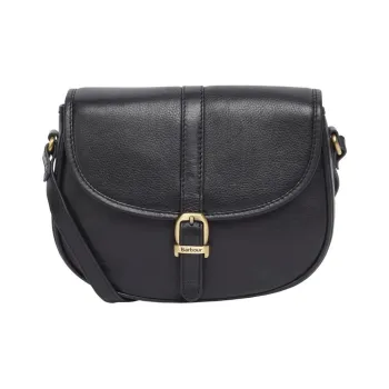 BARBOUR Leather Shoulder Bag Medium Size Women's Black